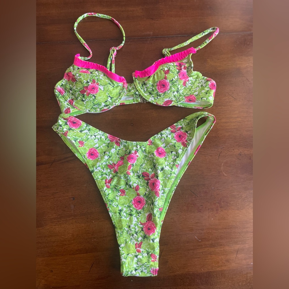 SHEIN green and pink bikini- size small